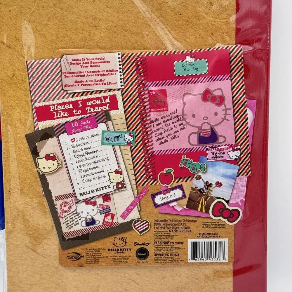 Hello Kitty Journal Notebook Spiral Nautical Travel 40 Sheets Pen Sanrio Y2K